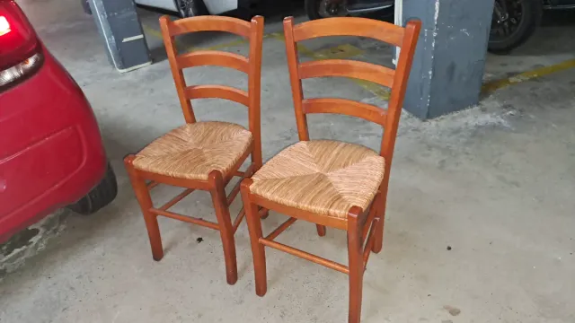 Pack 2 Sillas Madera y Mimbre