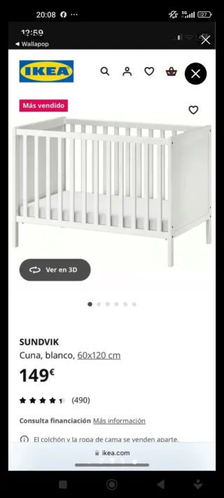 Cuna blanca para bebé