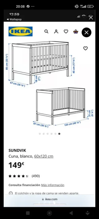 Cuna blanca para bebé