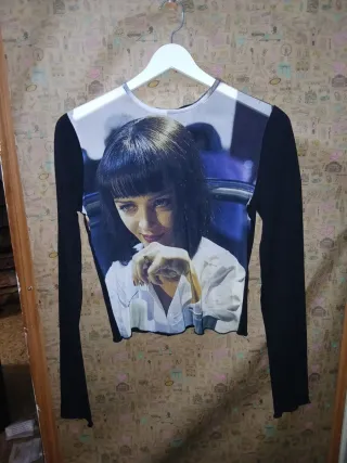 Camiseta crop manga larga transparente