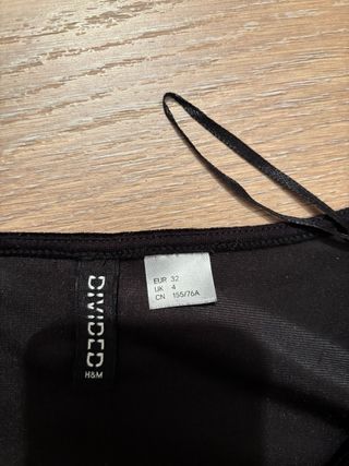 Vestido H&M Terciopelo Negro Talla XS