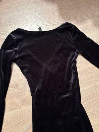 Vestido H&M Terciopelo Negro Talla XS