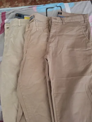3 Pantalones Chinos Beige/Marrón