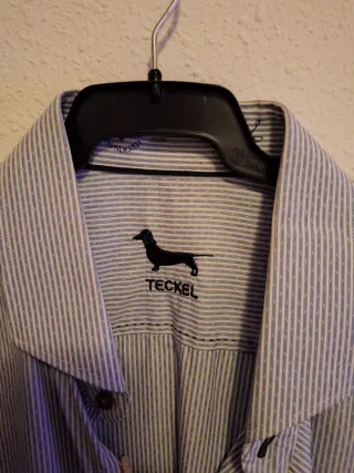 Camisa Teckel Talla XL Rayas Azul Blanco