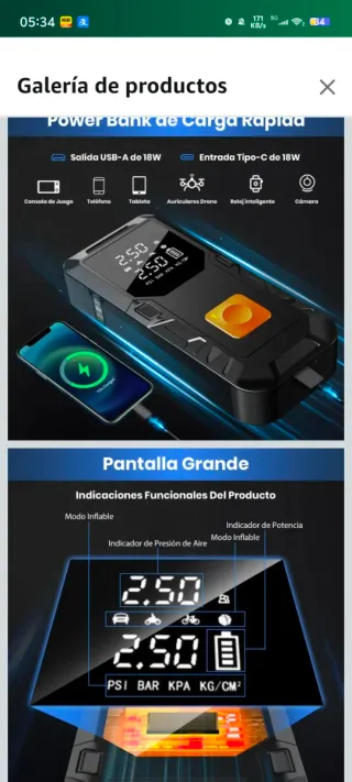 Compresor Aire Portátil 12000mAh 150PSI + Arrancad