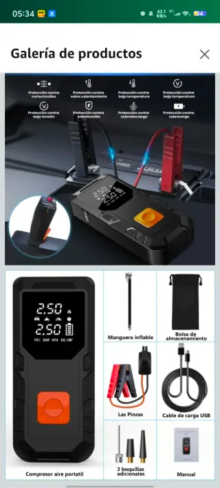 Compresor Aire Portátil 12000mAh 150PSI + Arrancad