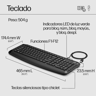 Combo Teclado y Ratón HP USB Negro