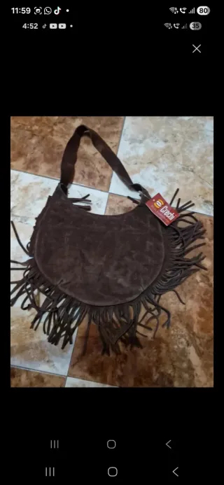 Bolso Crechi marrón con flecos