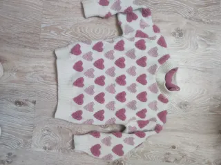 Jersey niña corazones rosa y blanco talla 5