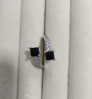 Anillo Plata Ajustable Negro