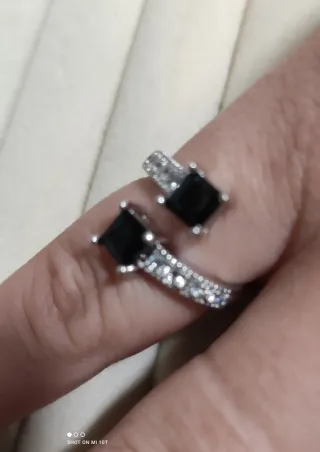 Anillo Plata Ajustable Negro