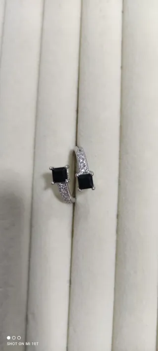 Anillo Plata Ajustable Negro