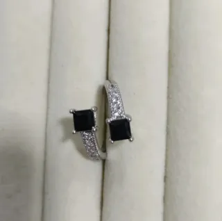 Anillo Plata Ajustable Negro