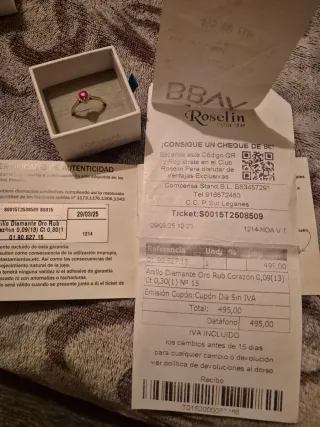 Anillo Oro 18k Diamante Corazón Roselin