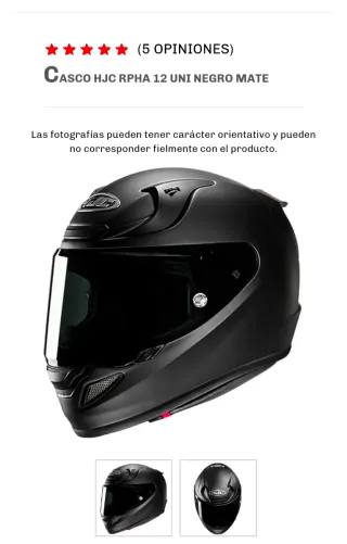 Casco HJC RPHA 12 Negro Mate Talla S