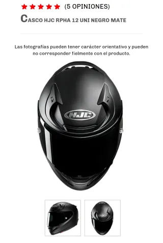 Casco HJC RPHA 12 Negro Mate Talla S