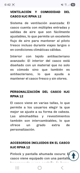 Casco HJC RPHA 12 Negro Mate Talla S