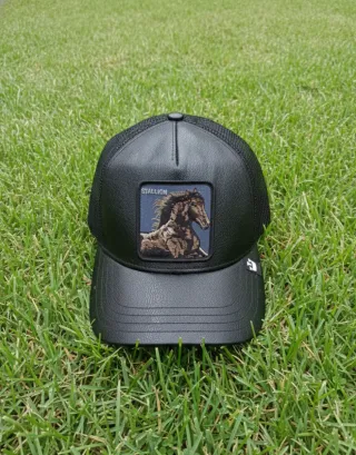 Gorra Stallion Cuero Negra