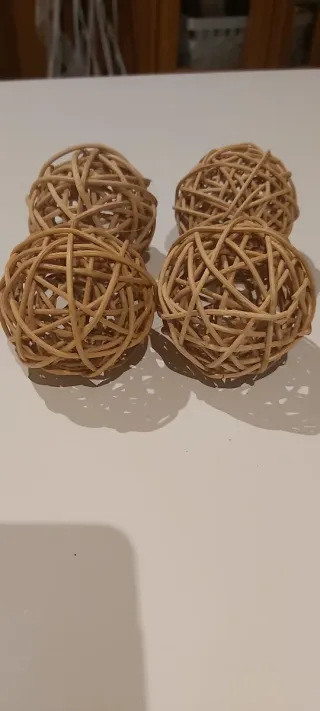 Bolas decorativas de rafia (Set de 4)