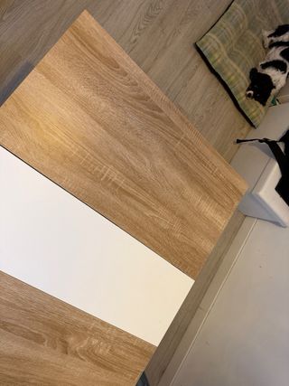 Mesa plegable madera y blanco