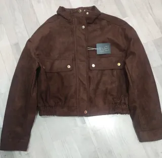 Chaqueta marrón efecto ante