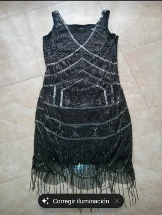 Vestido fiesta lentejuelas flecos
