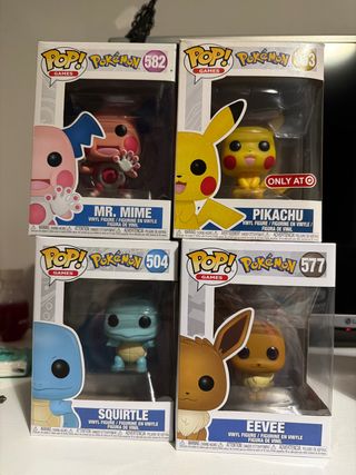 Funko Pop Pokémon (Mr. Mime, Pikachu, Squirtle, Ee