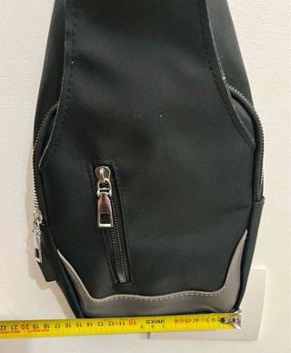 Borsa a tracolla unisex nera e grigia
