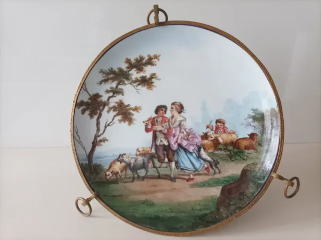 Bandeja porcelana antigua con soporte