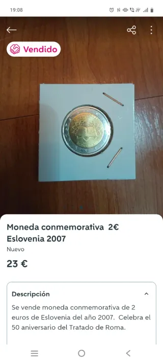Solo hoy. Moneda Eslovenia 2007 SC . Tratado