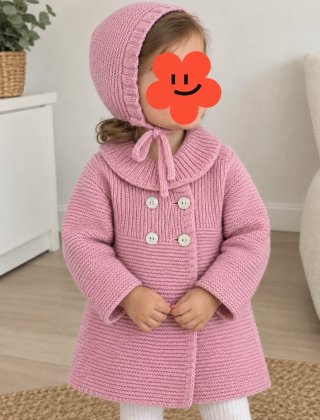 Abrigo de punto para bebé con gorrito