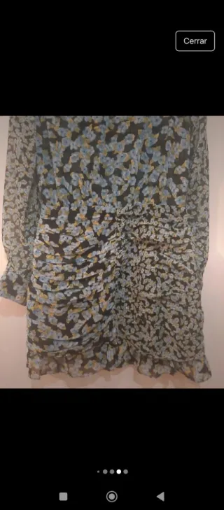 Zara Vestido mini Flores negro, turquesa y verde