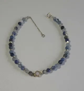 Pulsera Oro 14k Cuentas Semipreciosas