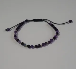 Pulsera Cuentas Oro 14k Morado