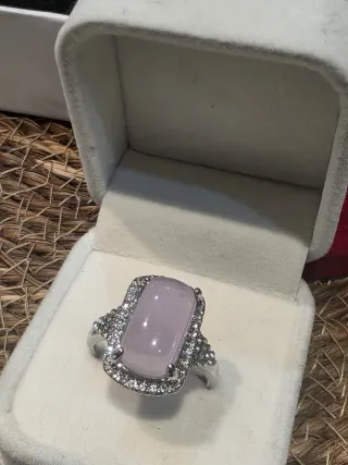 Anillo Cóctel Grande Rosa y Plateado