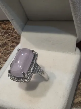 Anillo Cóctel Grande Rosa y Plateado