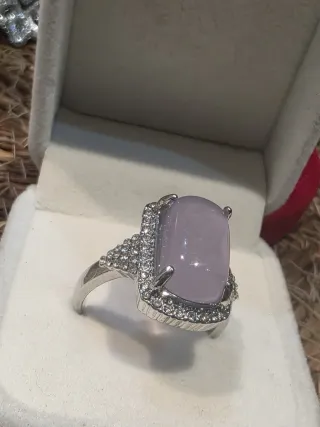 Anillo Cóctel Grande Rosa y Plateado