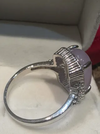 Anillo Cóctel Grande Rosa y Plateado