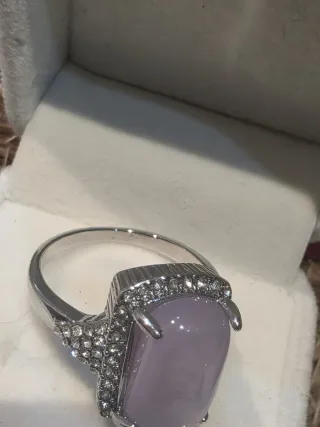 Anillo Cóctel Grande Rosa y Plateado