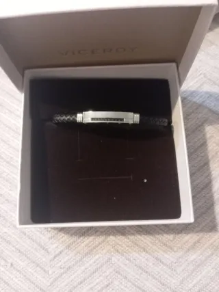 Pulsera Viceroy Cuero Negro y Plata