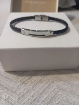 Pulsera Viceroy Cuero Negro y Plata