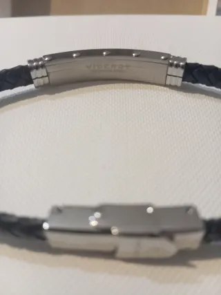 Pulsera Viceroy Cuero Negro y Plata