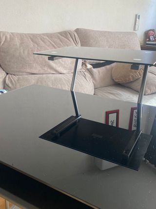 Escritorio PC Cristal Negro y Metal