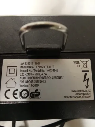 Lámpara Mata insectos Eléctrica