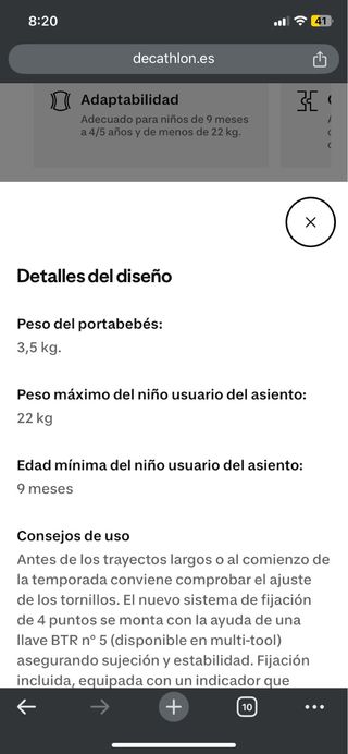 Portabebés Hamax para Bicicleta