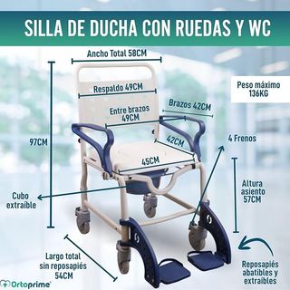 OrtoPrime Silla Ruedas Ducha WC Personas Mayores