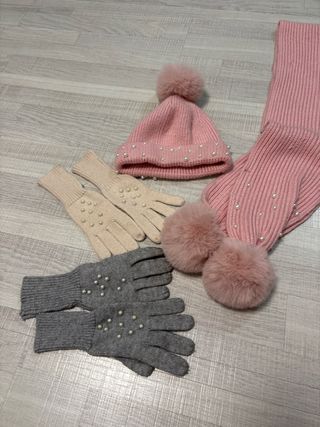 Conjunto Zara Gorro, Bufanda y Guantes Niña