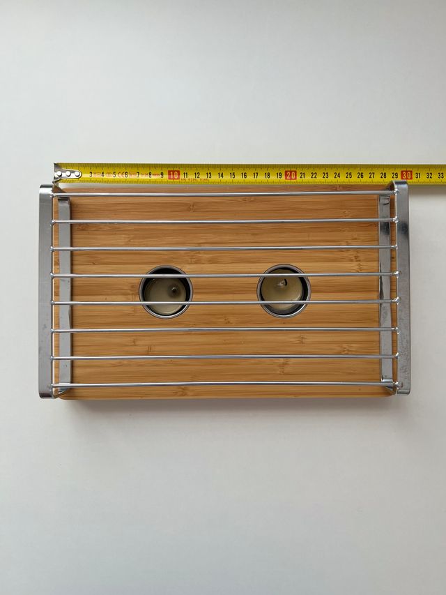 Calentador de platos bambú y metal