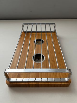 Calentador de platos bambú y metal