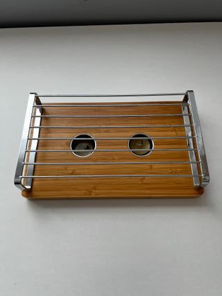 Calentador de platos bambú y metal
